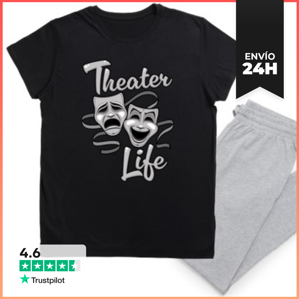 Pijama Vida Teatral Máscaras De Comedia Y Trag LaTostadora