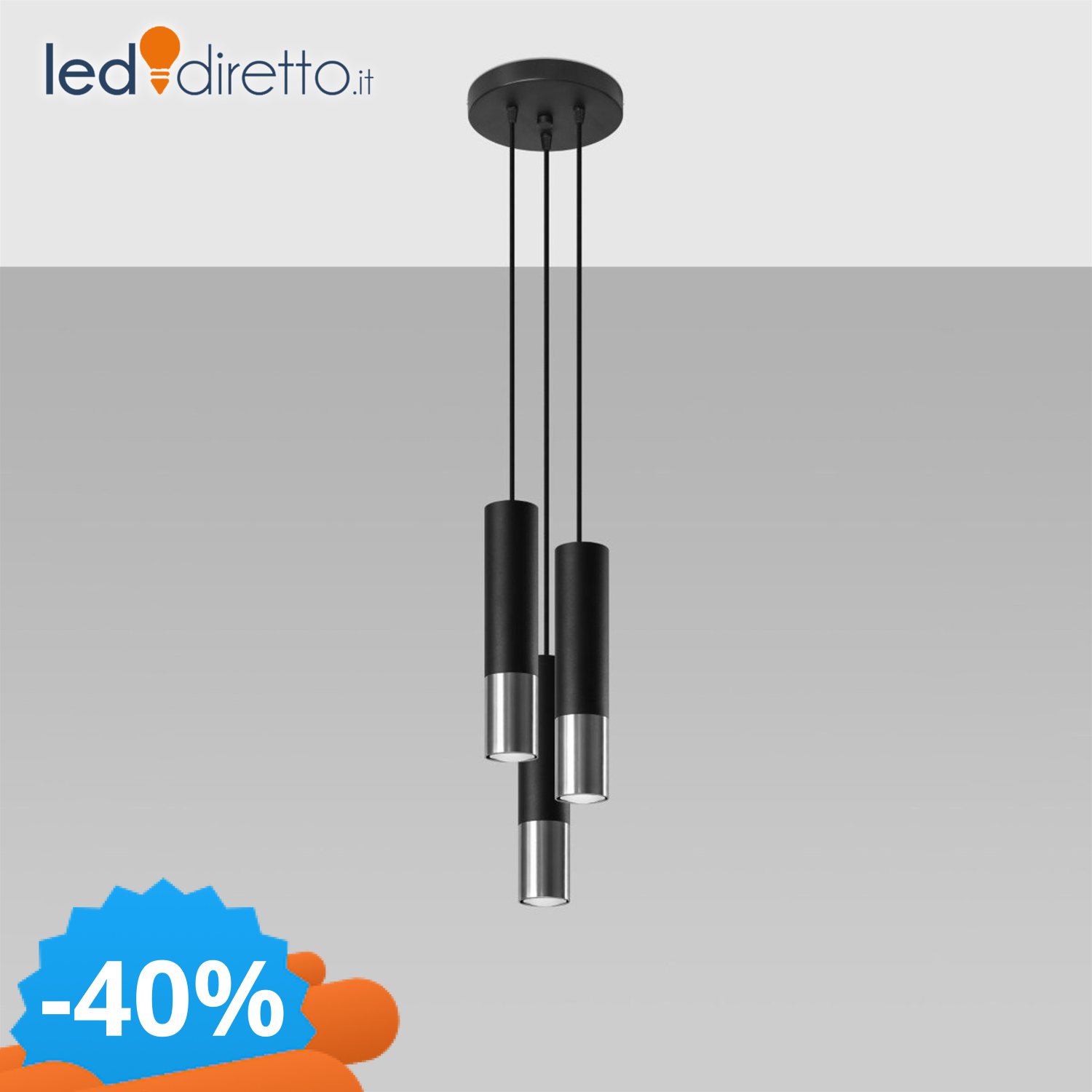Sollux Lighting Unisex Nero Lampada A Sospensione Loopez 3P - Immagine 2