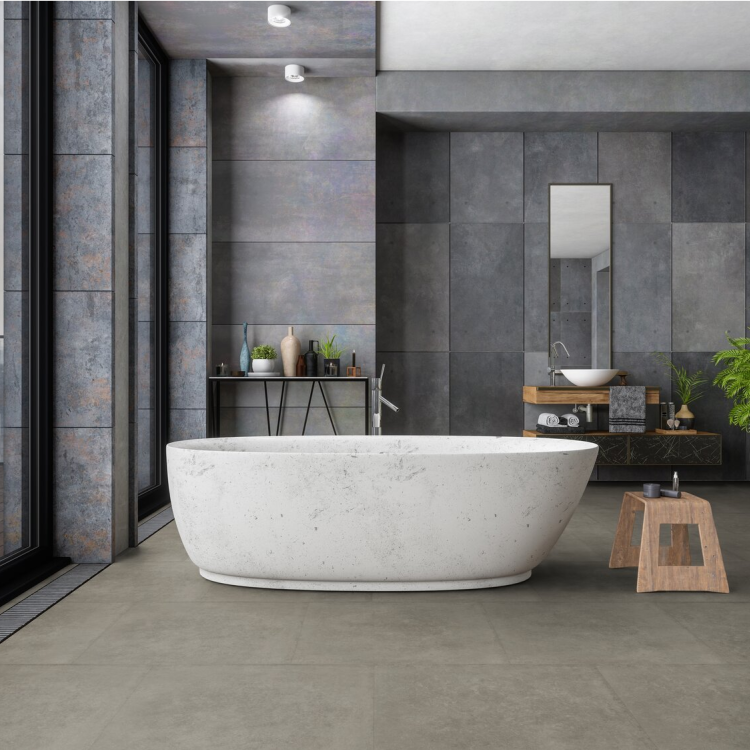 Dalle carrée de sol PVC effet béton prête à poser suave grey Gerflor - 61 cm x 61 cm x 0.35 cm