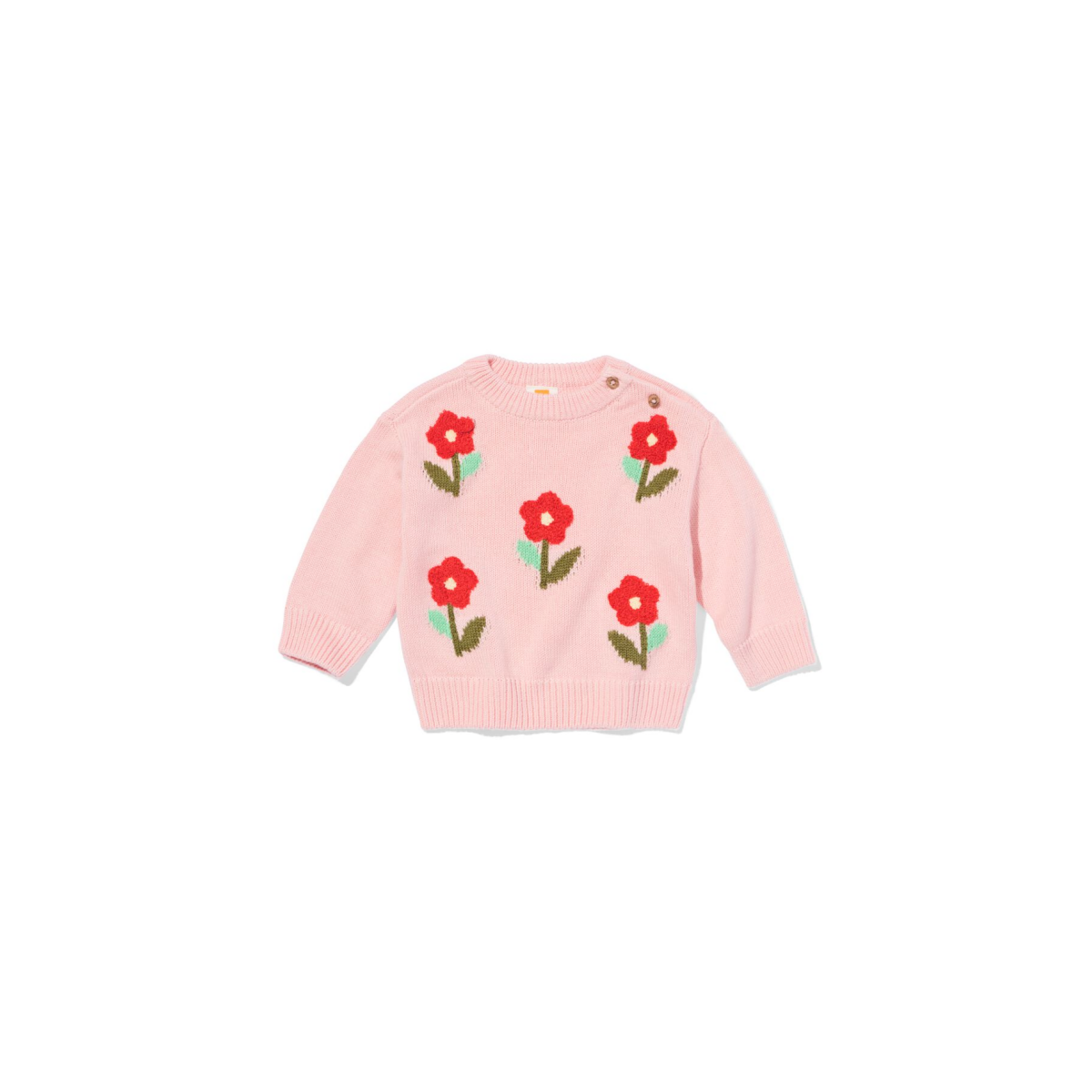 HEMA Babytrui fijngebreid bloemen lichtroze (lichtroze)