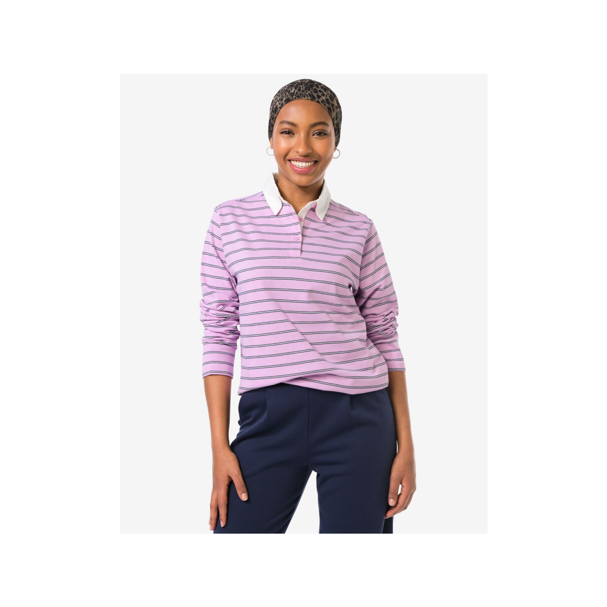 HEMA HEMA Damesshirt Elif Jersey Strepen Roze (roze)