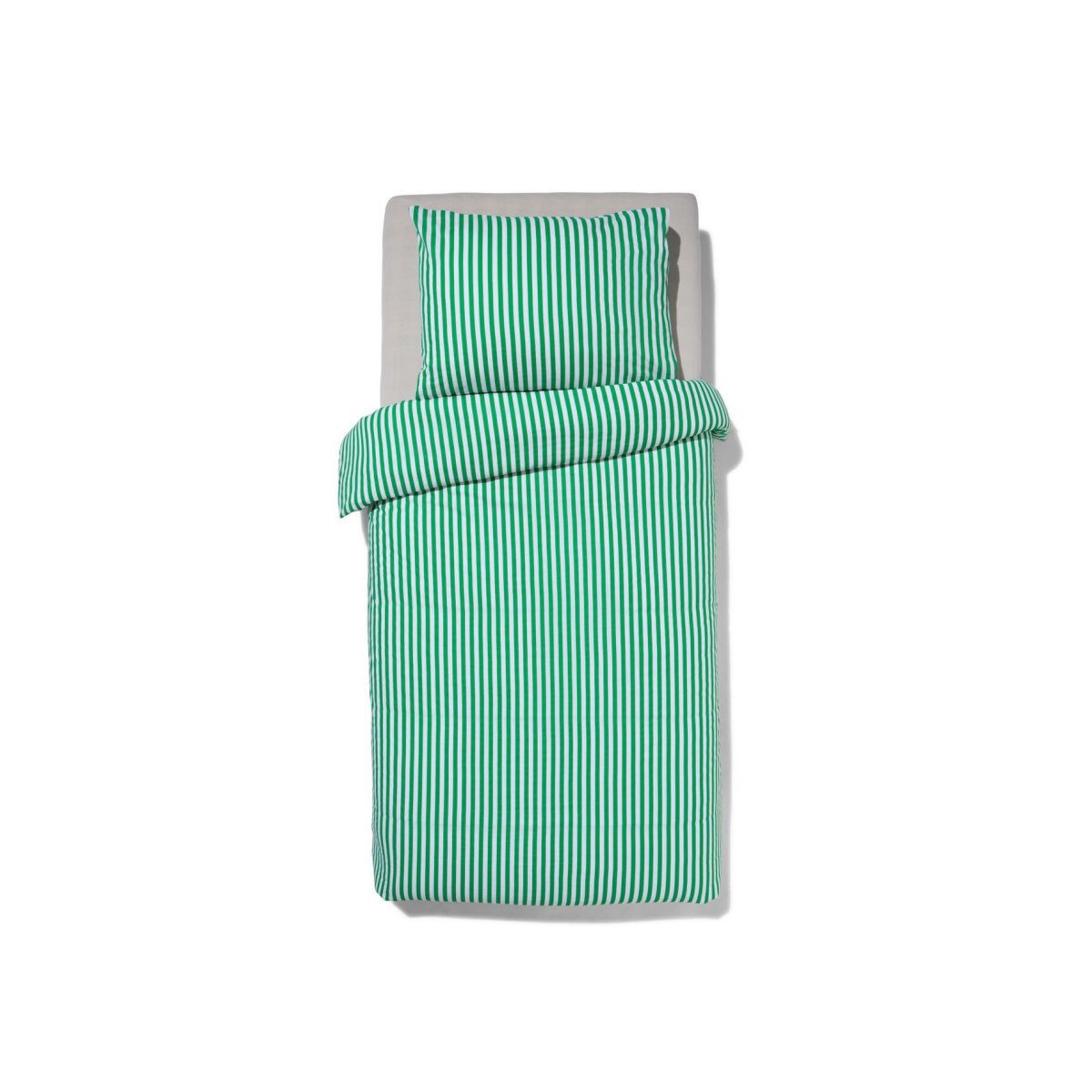 HEMA HEMA Kinderdekbedovertrek 140x200cm Zacht Katoen Strepen Groen (groen)