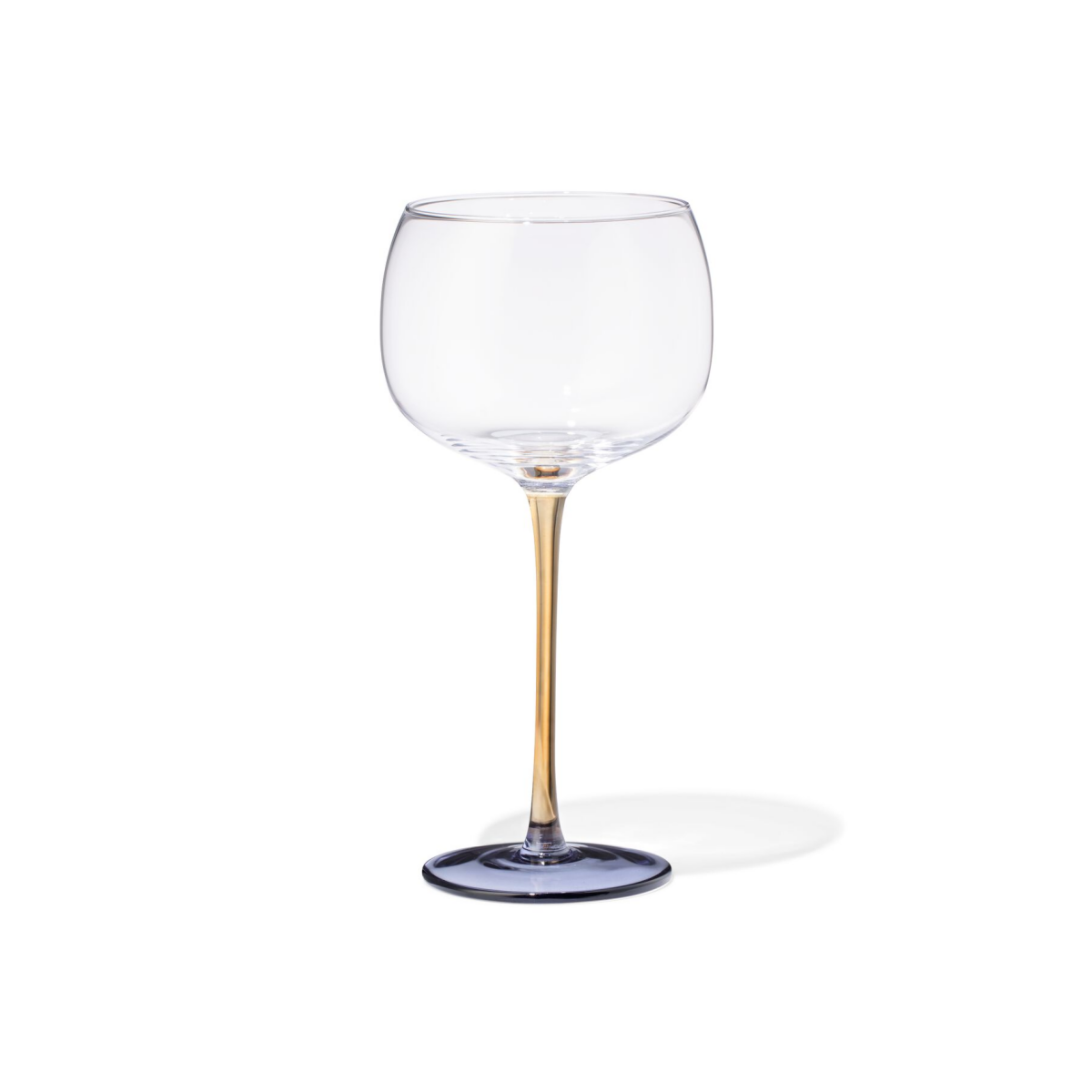 HEMA HEMA Wijnglas 380ml Glas Geel Met Blauw (multi)