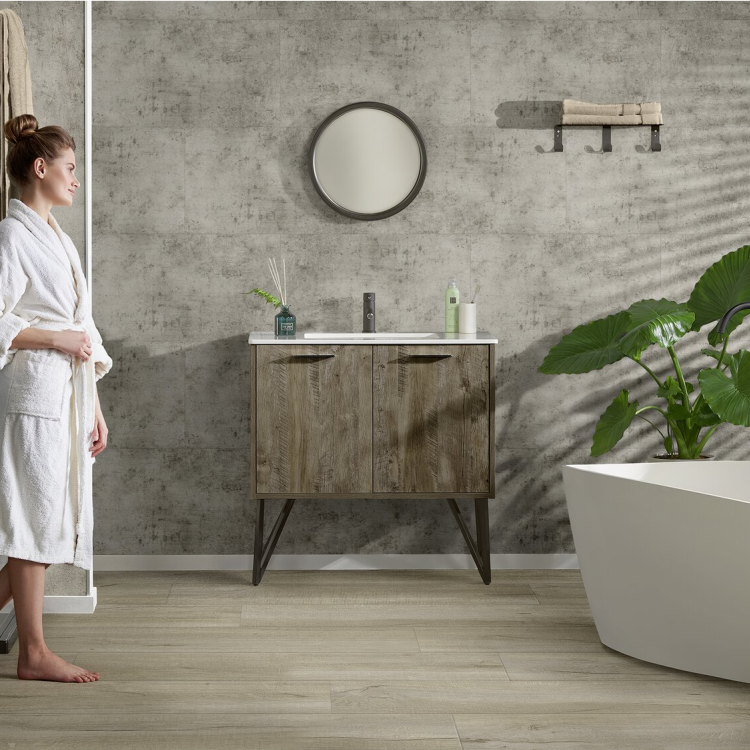 Dalle murale PVC effet béton pose collée, pose clipsée 7869 Sensita Gerflor - 65 cm x 37.5 cm x 0.5 cm