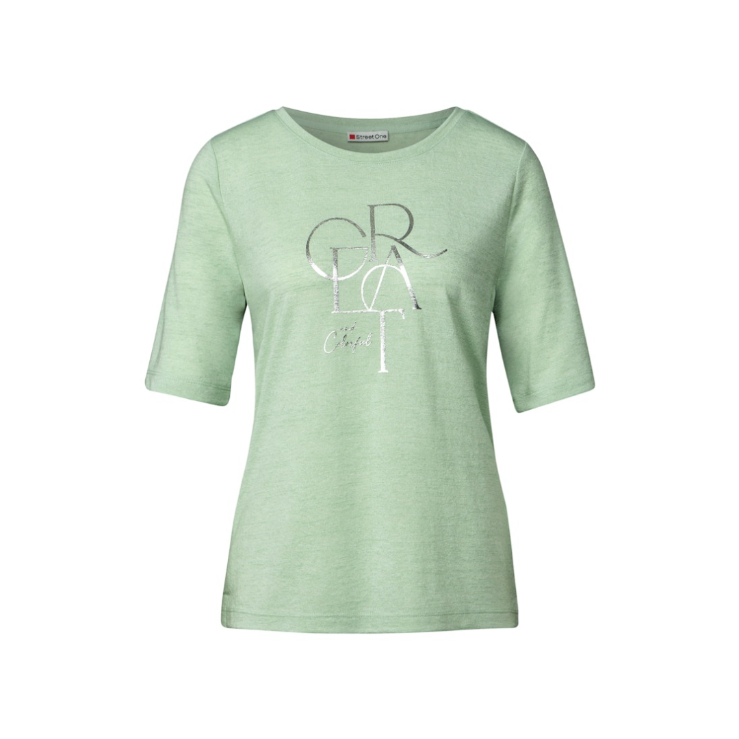 Street One - Damen T-Shirt - soft jade green - Größe: 42 - bei Tara-M