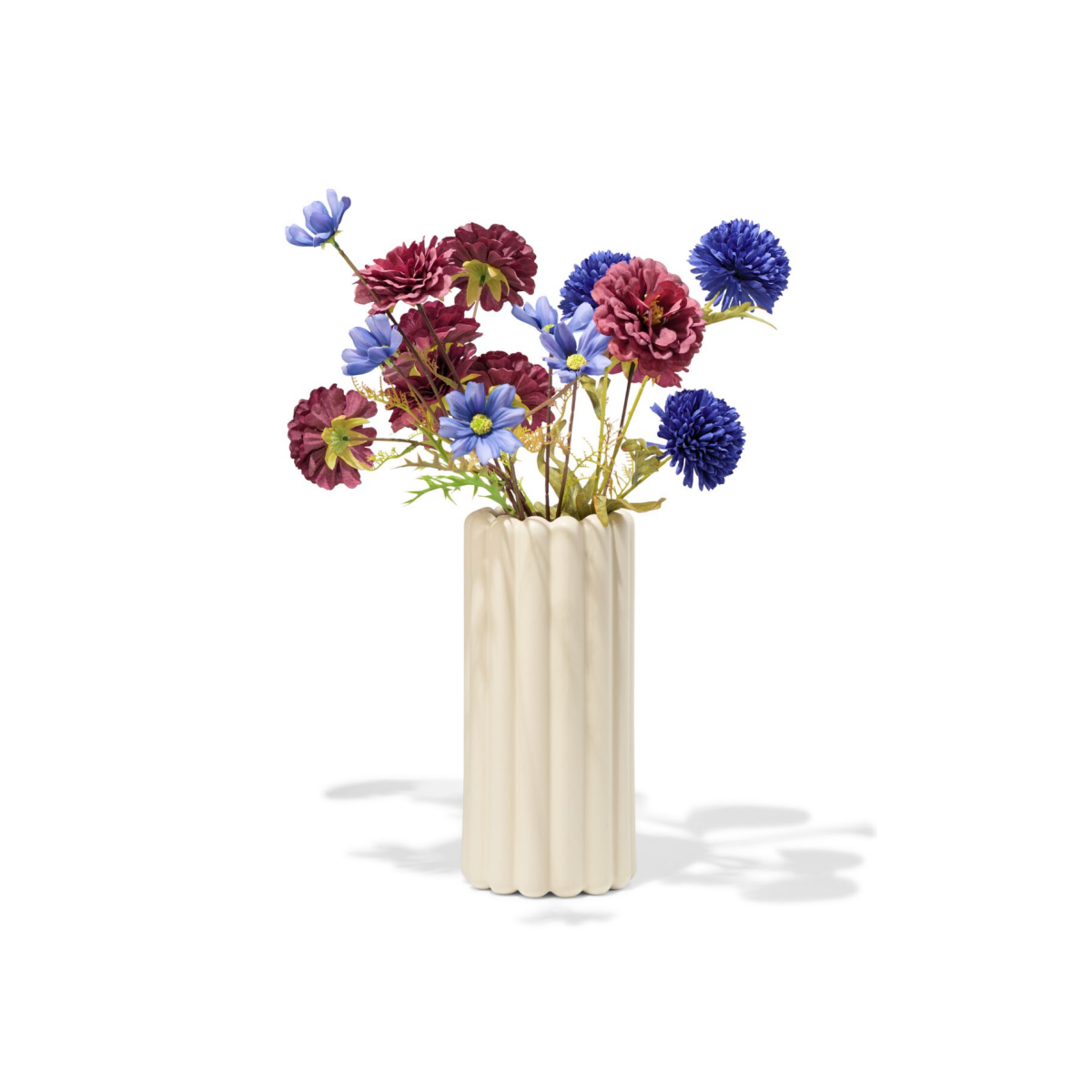 HEMA HEMA Vaas 28cm Keramiek Ribbel Wit (wit)