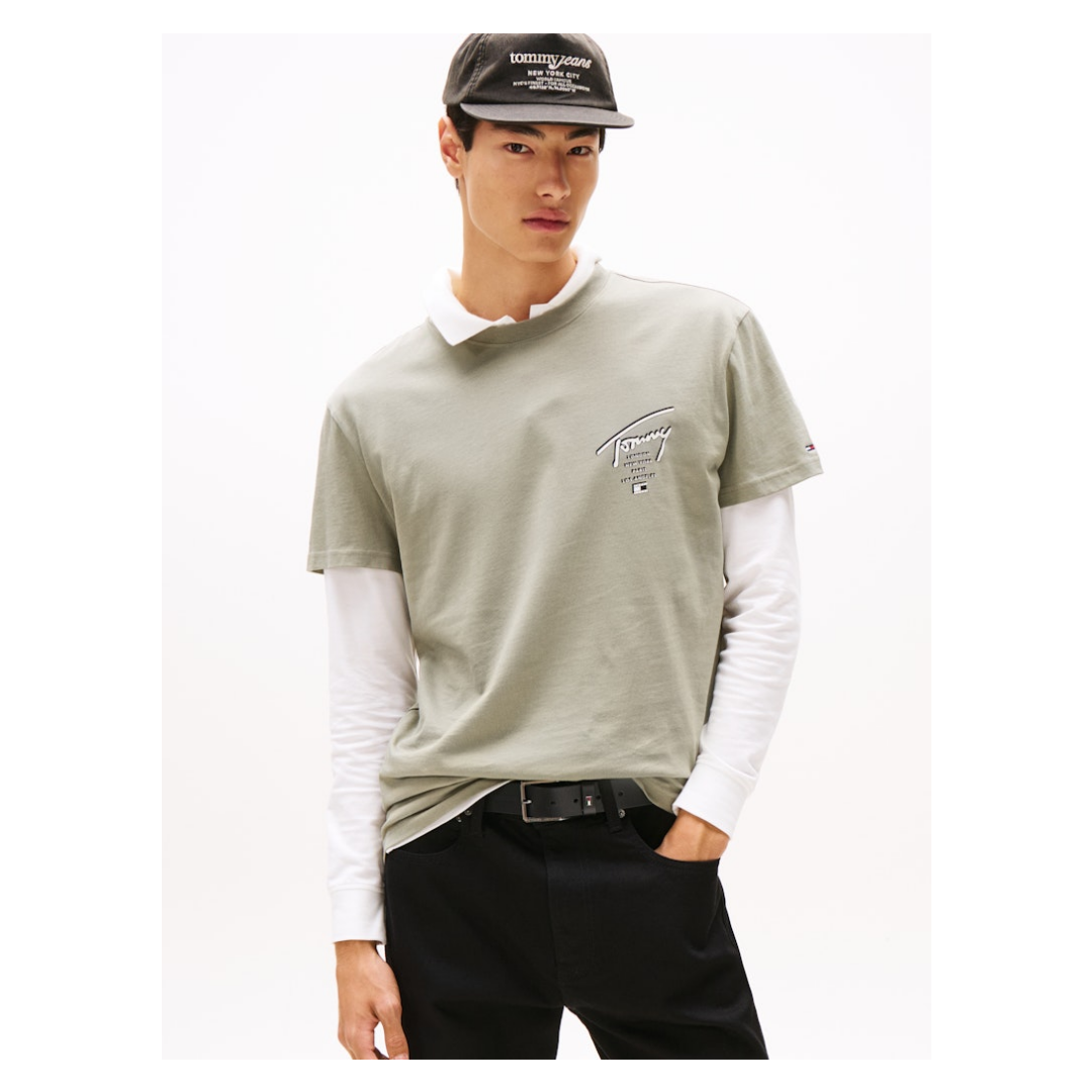 Tommy Jeans Tee Reg Sign City Baumwolle Utility Sage