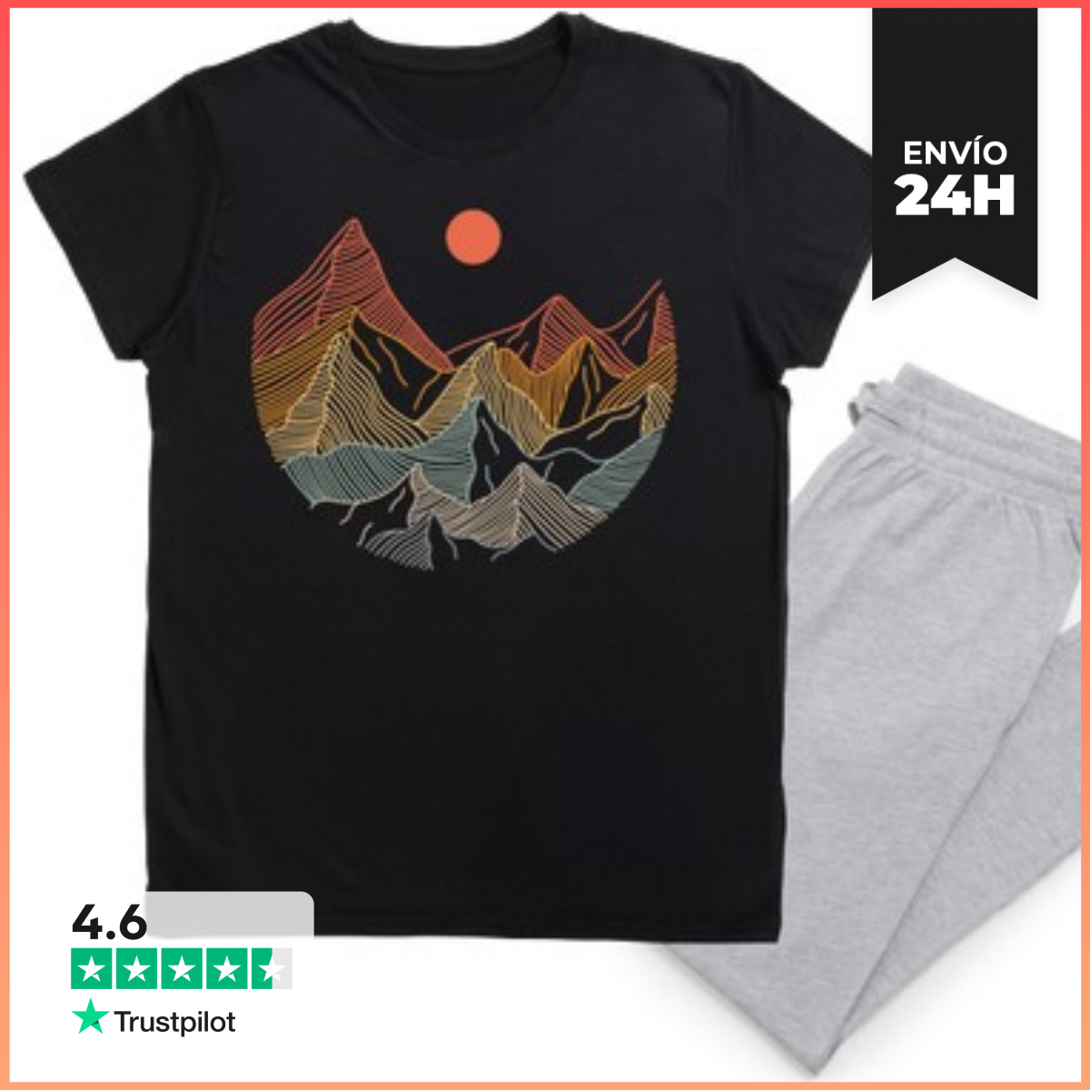 Pijama MONTAÑAS RETRO PUESTA DE SOL laTostadora