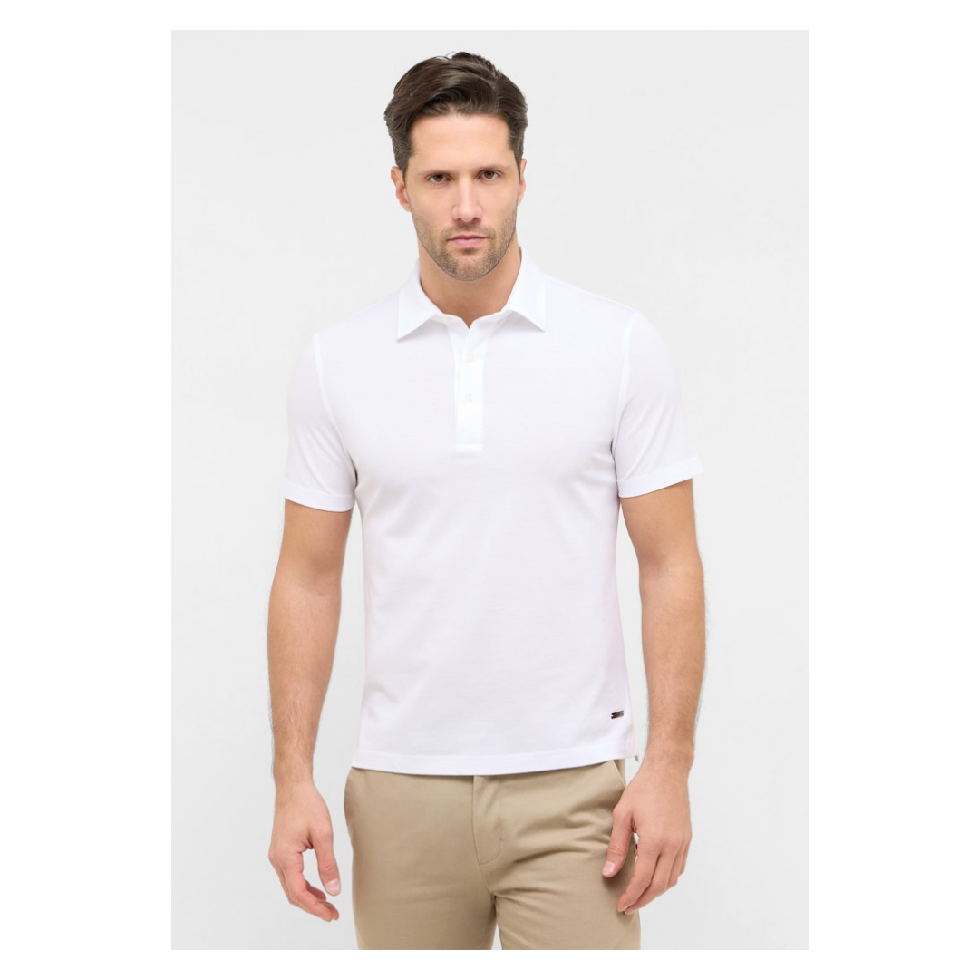Eterna Poloshirt Piquée Kurzarm Baumwolle Weiß