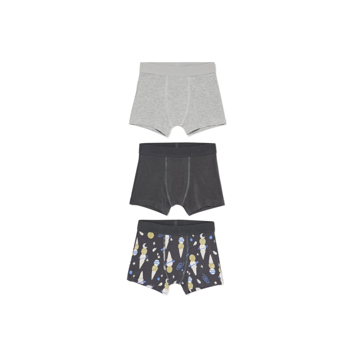 HEMA Kinderboxers ijsjes - 3 stuks antraciet (antraciet)