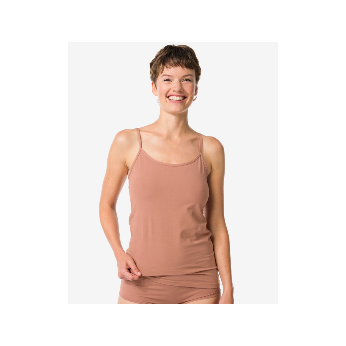 HEMA HEMA Dameshemd Spaghettibandjes Perfect Comfort Katoen Lichtbruin (lichtbruin)