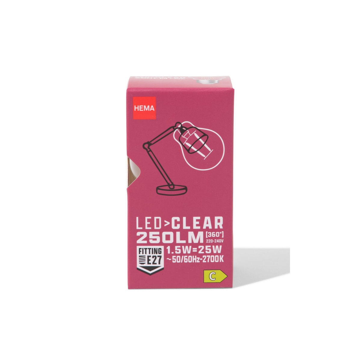 HEMA Led kogel clear E27 1.5W 250lm