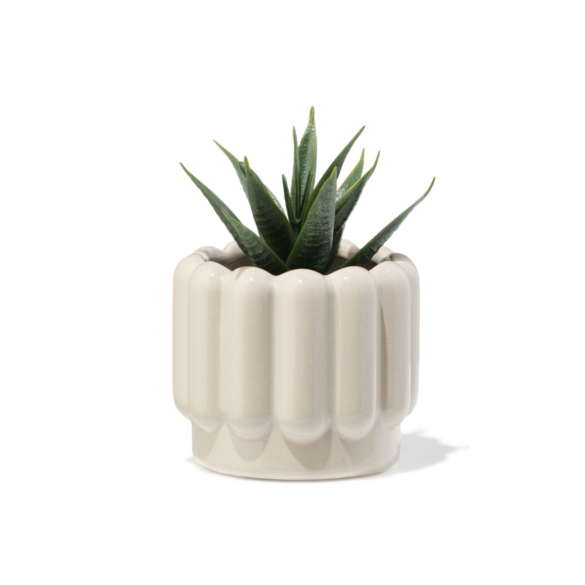 HEMA HEMA Bloempot ⌀7x6cm Keramiek Ribbel Grijs (grijs)