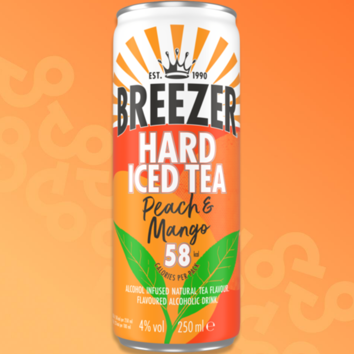 25 cl can of Breezer hard iced tea Peach & Mango