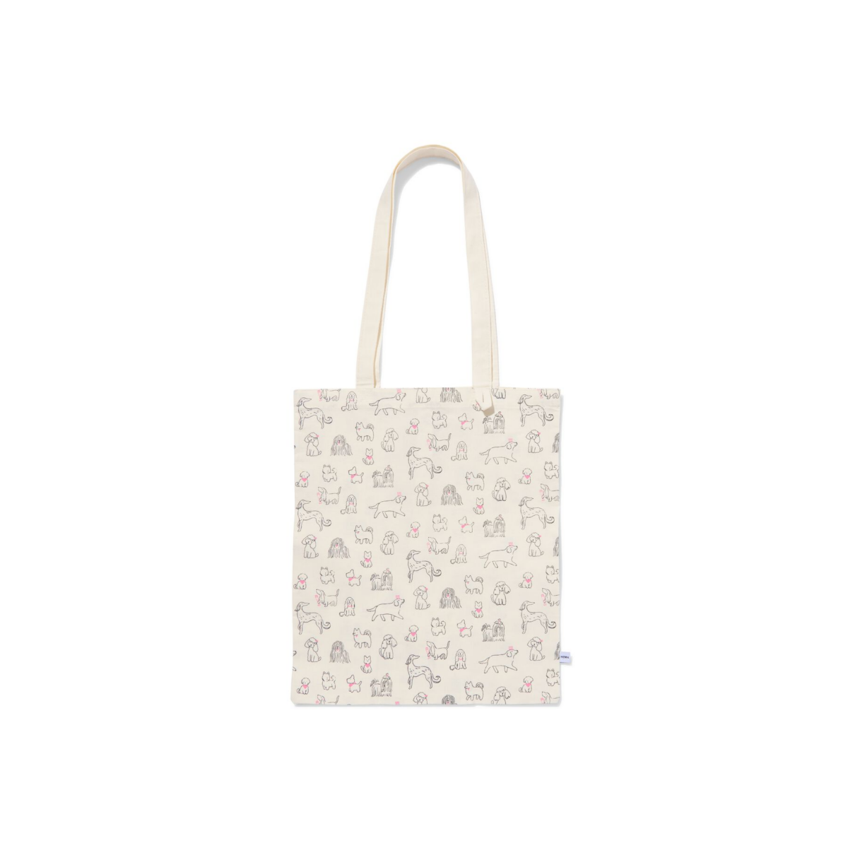 HEMA HEMA Canvas Tas 42x36cm Hondendessin Oprolbaar