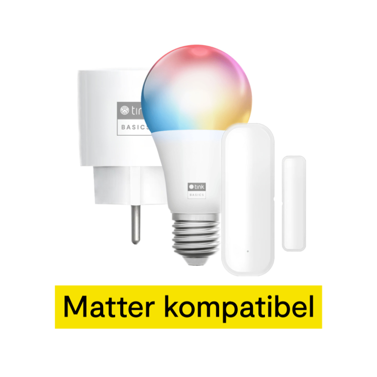 tink Basics Matter Set - mit Smart Plug + White & Color Bulb E27 + Door & Window Sensor