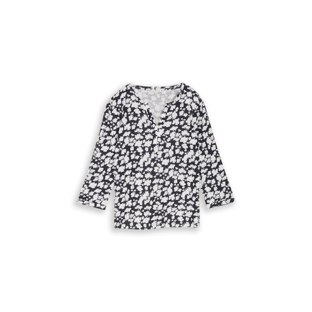 Tom Tailor - Damen Langarmshirt - blue ginkgo minimal - Größe: S - bei Tara-M