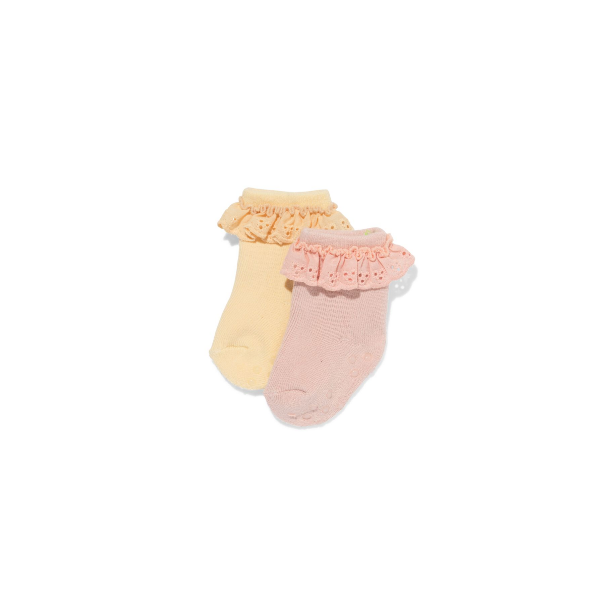 HEMA Babysokken badstof broderie - 2 paar oudroze (oudroze)