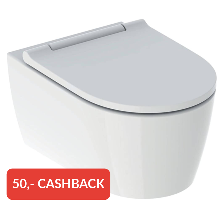Geberit One randloos hangtoilet vuilafstotend met TurboFlush en toiletbril mat wit