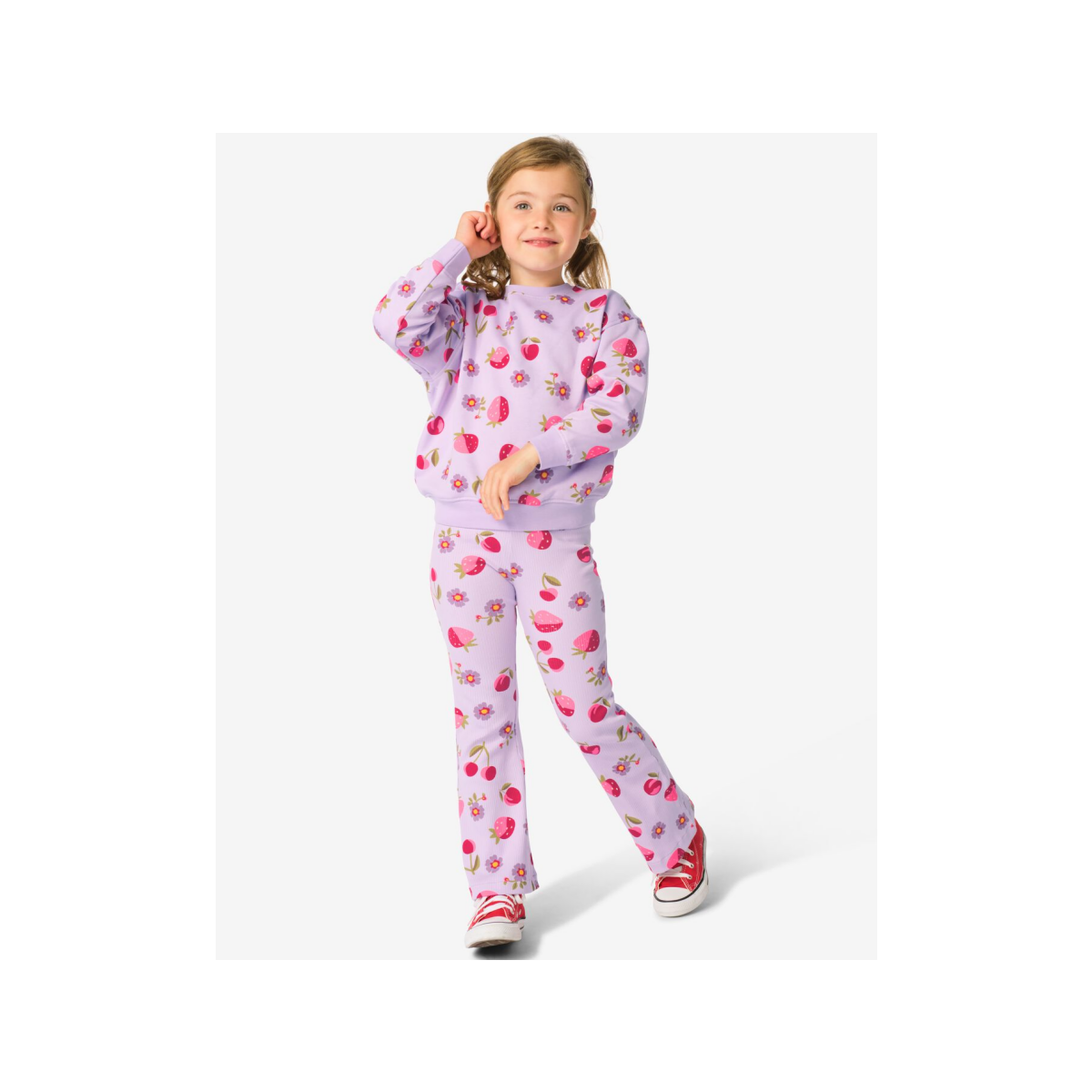 HEMA Kinderkledingset comfy fit jersey fruit paars (paars)