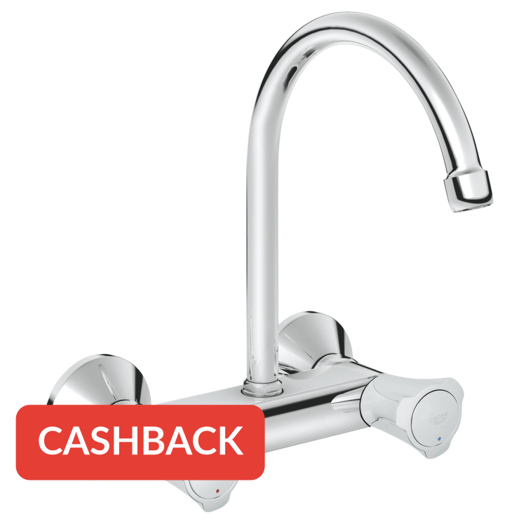 Grohe Costa L wandkeukenkraan met bovenuitloop en rosetten chroom