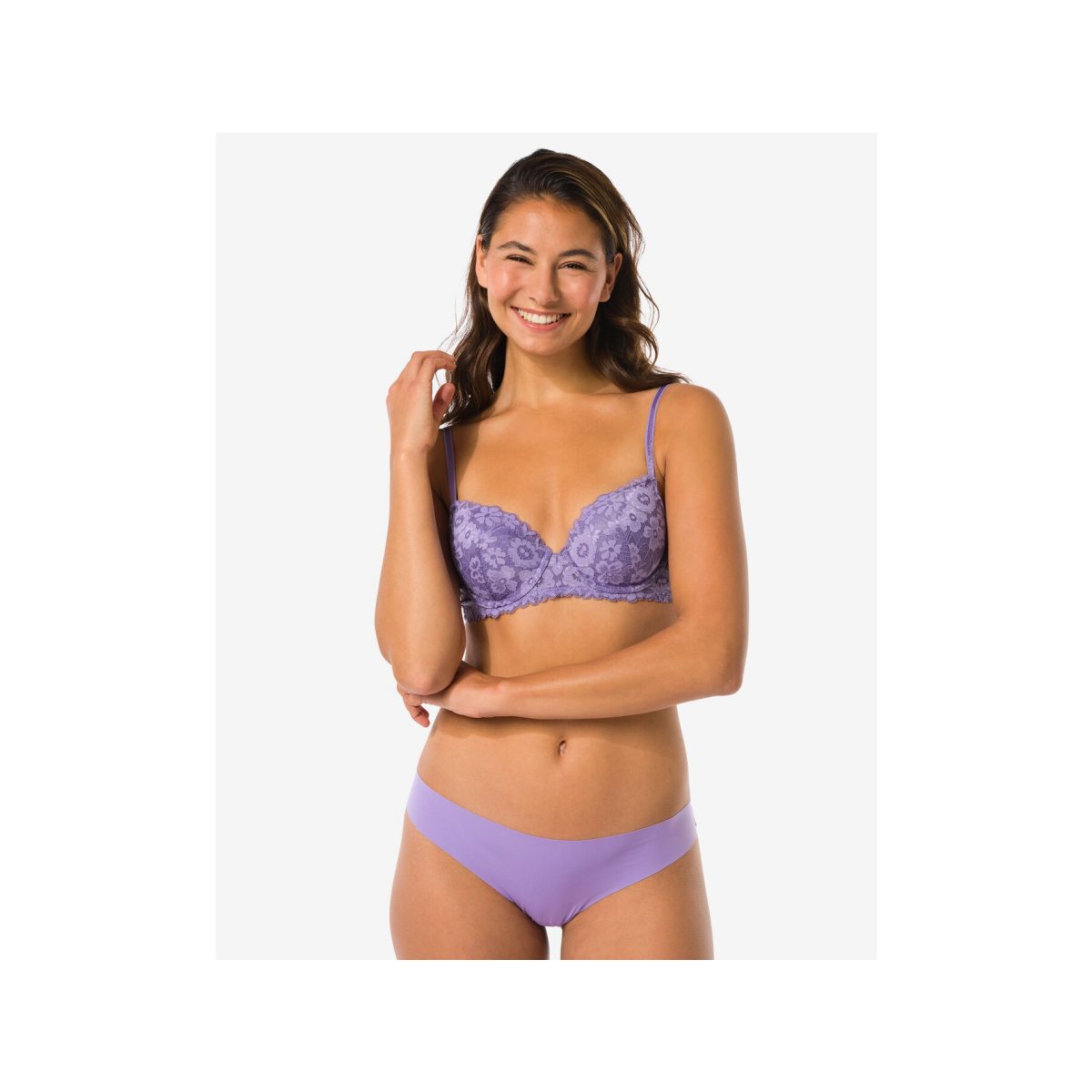 HEMA HEMA Damesstring Micro Lasercut Met Kant Lichtpaars (lichtpaars)