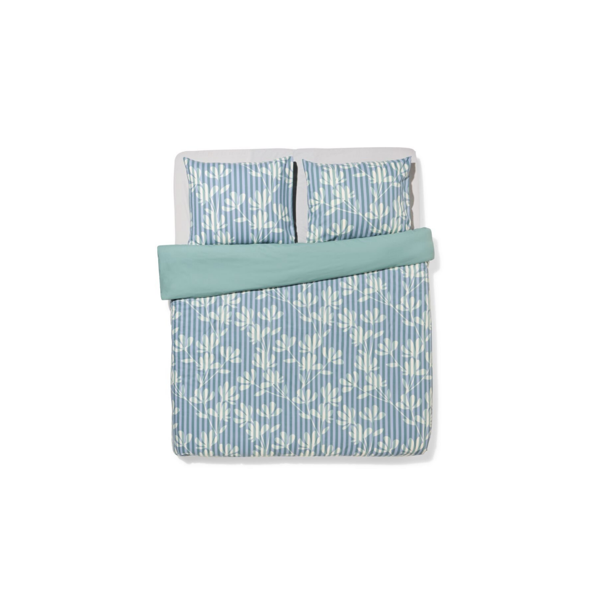 HEMA Dekbedovertrek 240x200/220cm zacht katoen strepen groen-blauw (groen)