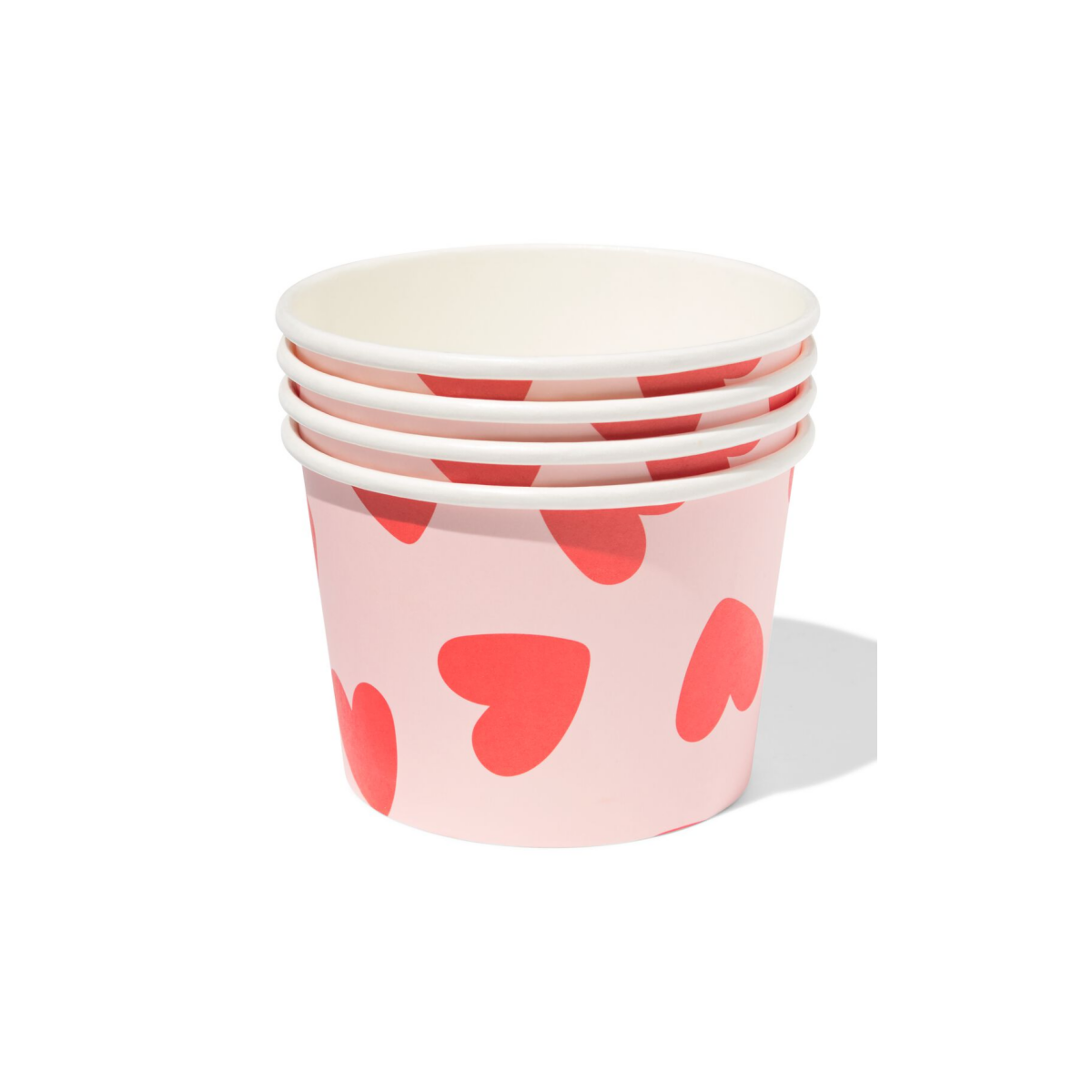 HEMA HEMA Bakjes 450ml Papier Hartjes - 4 Stuks (rood)