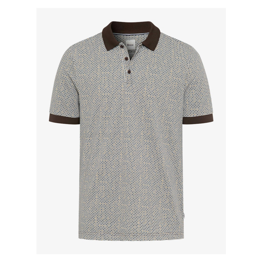 BRAX Polo Shirt Gerade Minimalprint Baumwolle-Polyester Braun