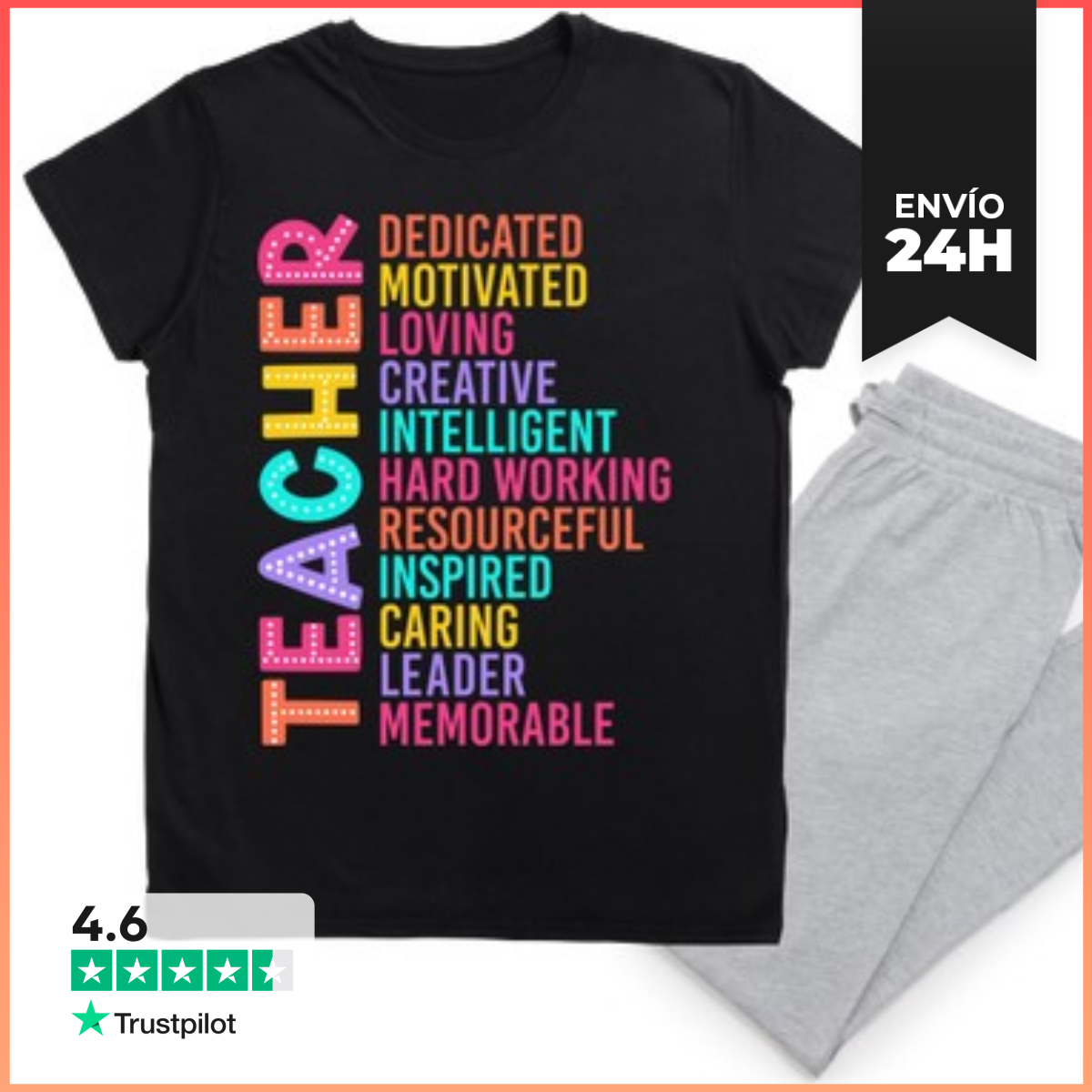 Pijama TEACHER DEDICATED MOTIVATED LOVING LaTostadora