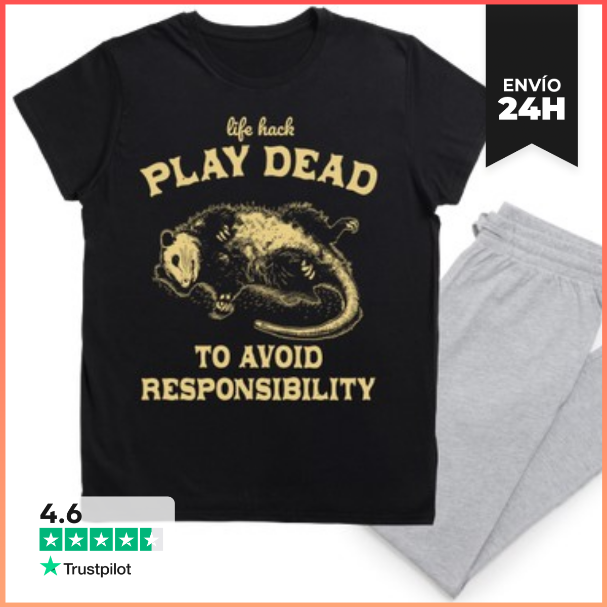 Pijama LIFE HACK PLAY DEAD AVOID RESPONSIBILIT laTostadora