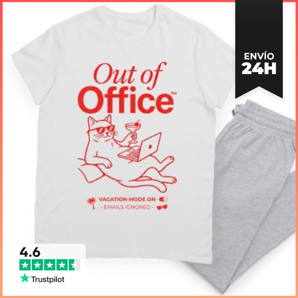 Pijama Out Of Office - Pijama Frase Divertida Vacaciones Trabajo