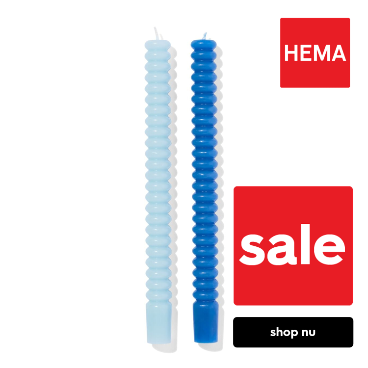 HEMA Kaarsen ribbel - 2 stuks (blauw)