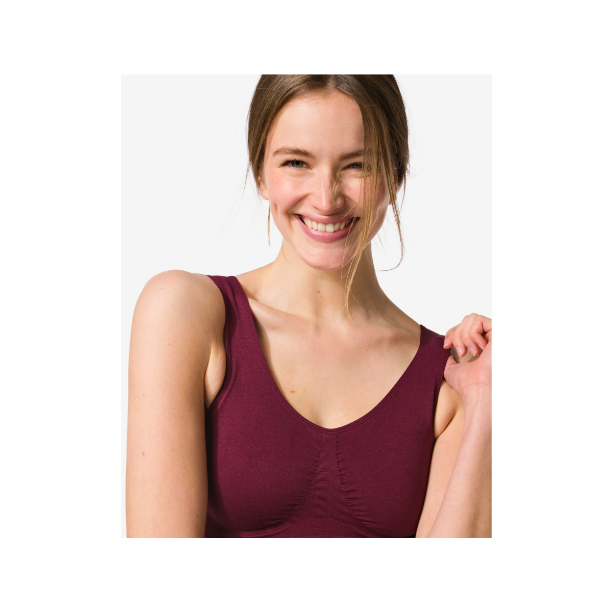 HEMA HEMA Niet Voorgevormde Top Zonder Beugel Naadloos Bordeauxrood (bordeauxrood)