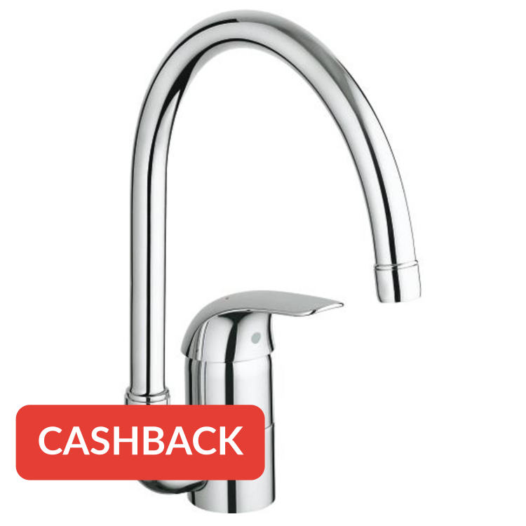 Grohe EuroPro keukenkraan met hoge C-uitloop chroom