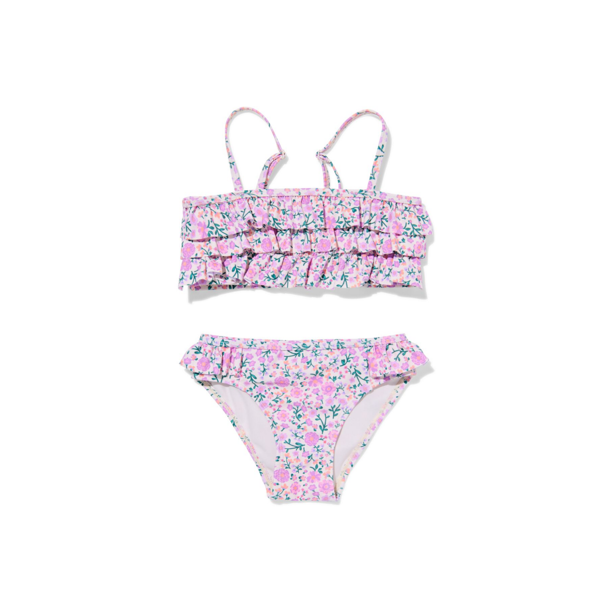 HEMA Kinderbikini bloemen ruffels lila (lila)
