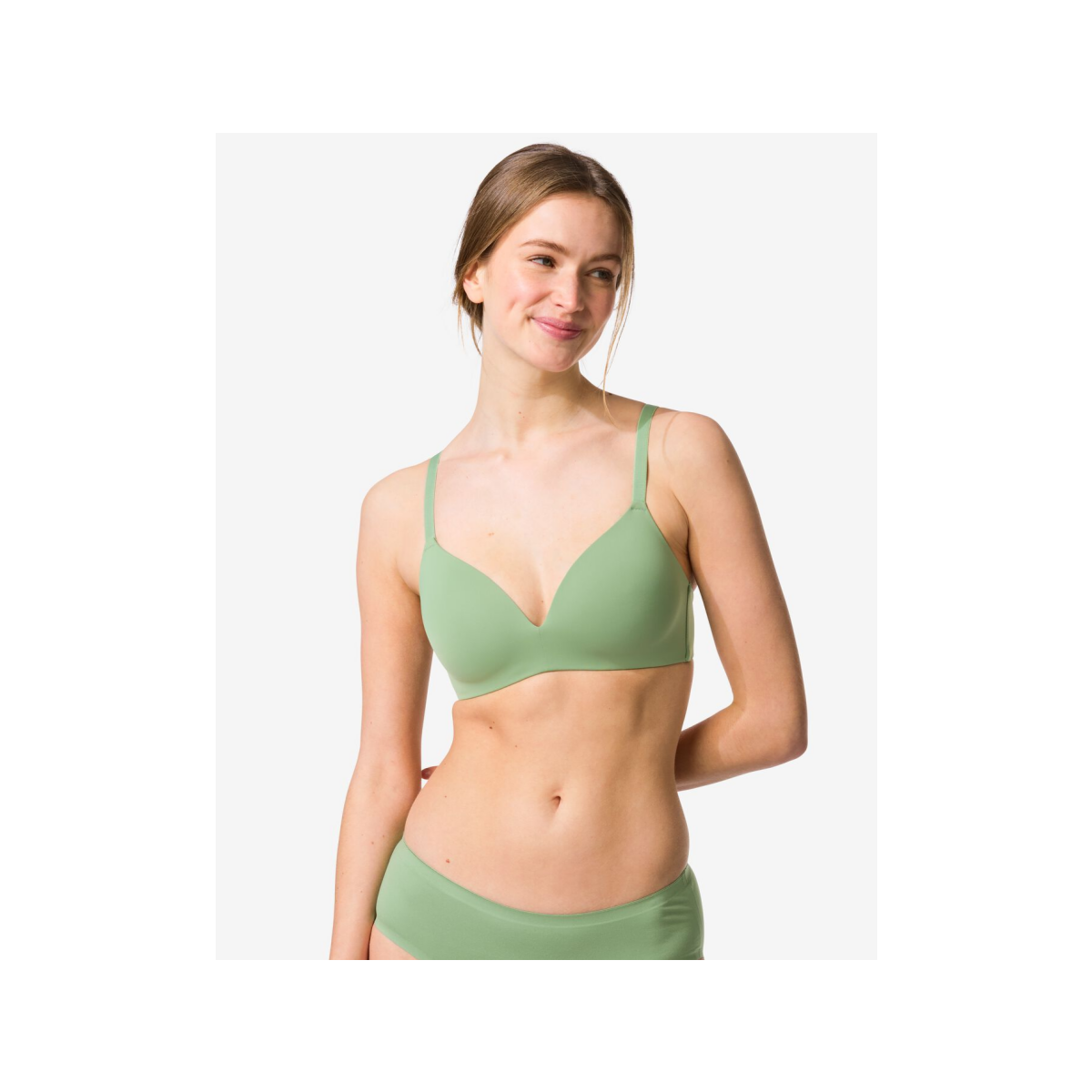 HEMA Voorgevormde bh zonder beugel micro groen (groen)
