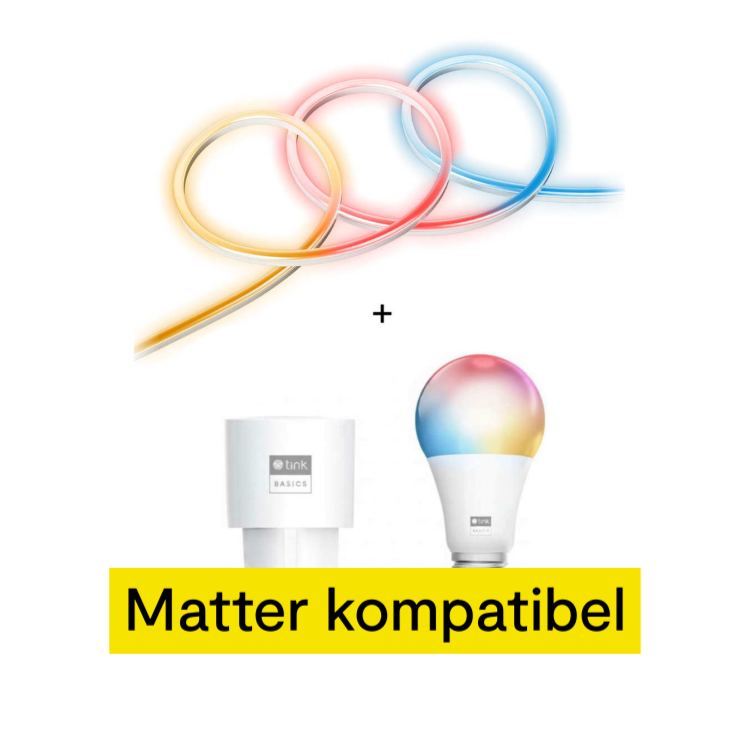 tink Basics Matter Set - mit Neon Light Strip + White & Color E27 Bulb + Smart plug