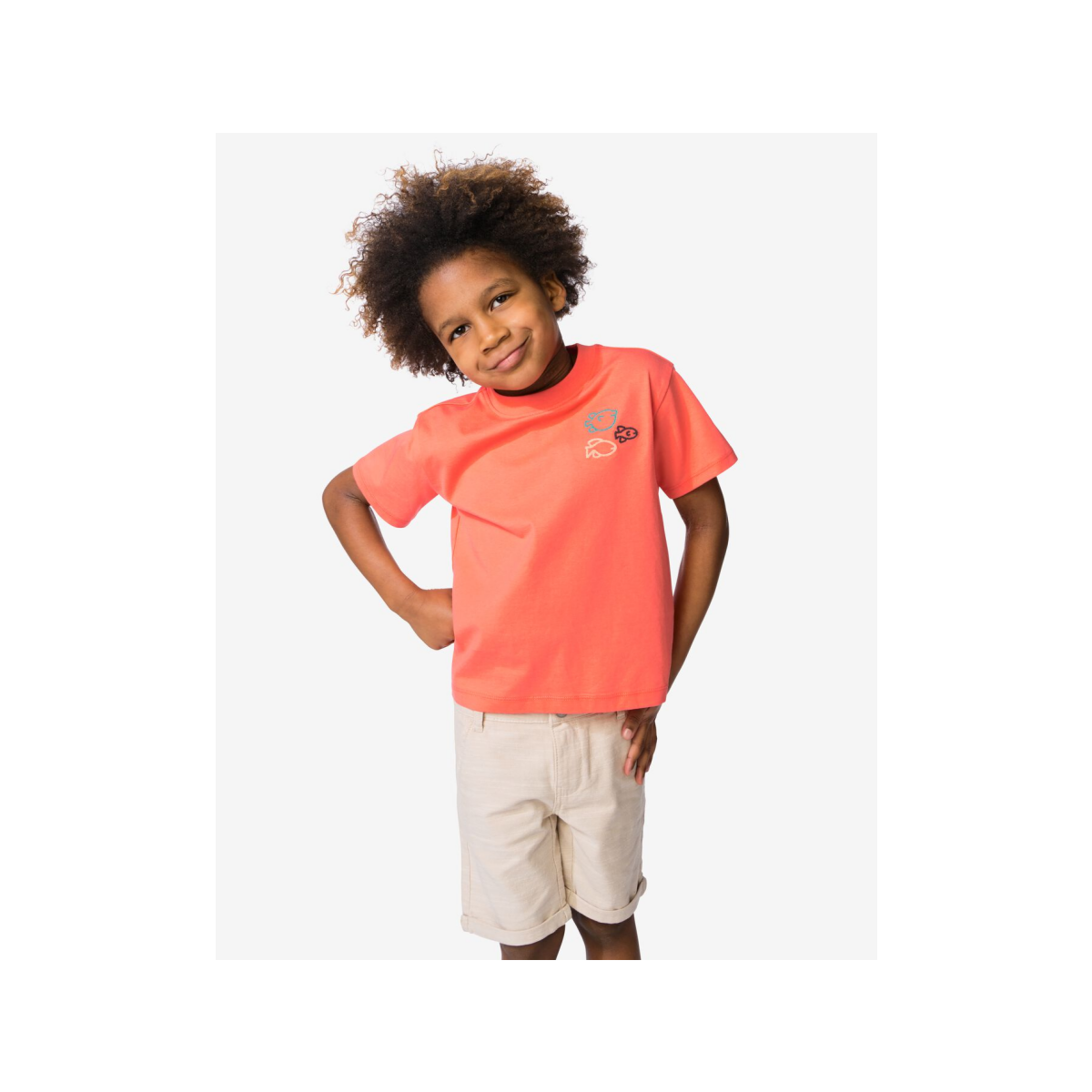 HEMA Kinder T-shirt dieren koraal (koraal)