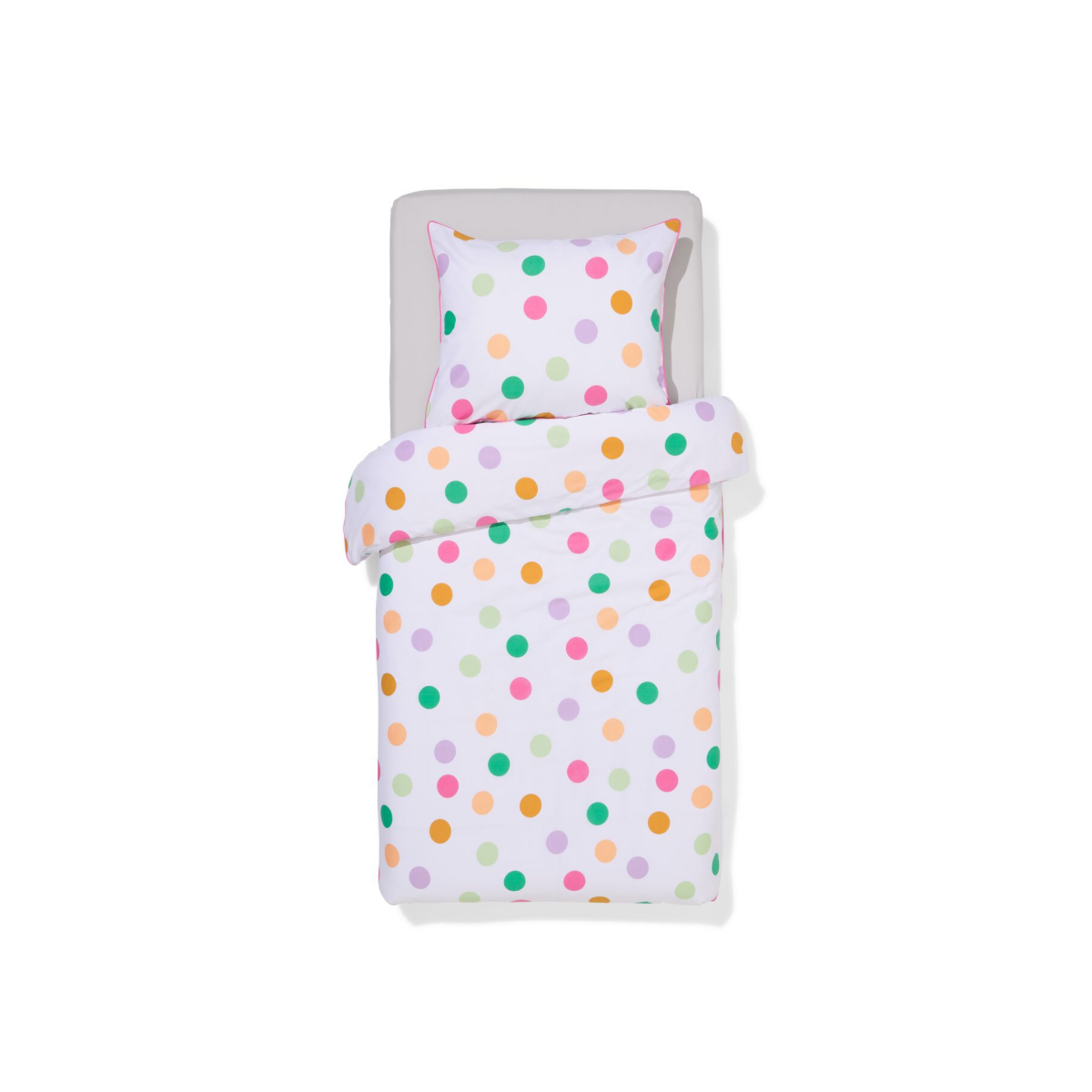 HEMA Kinderdekbedovertrek 140x200cm zacht katoen stippen (multi)