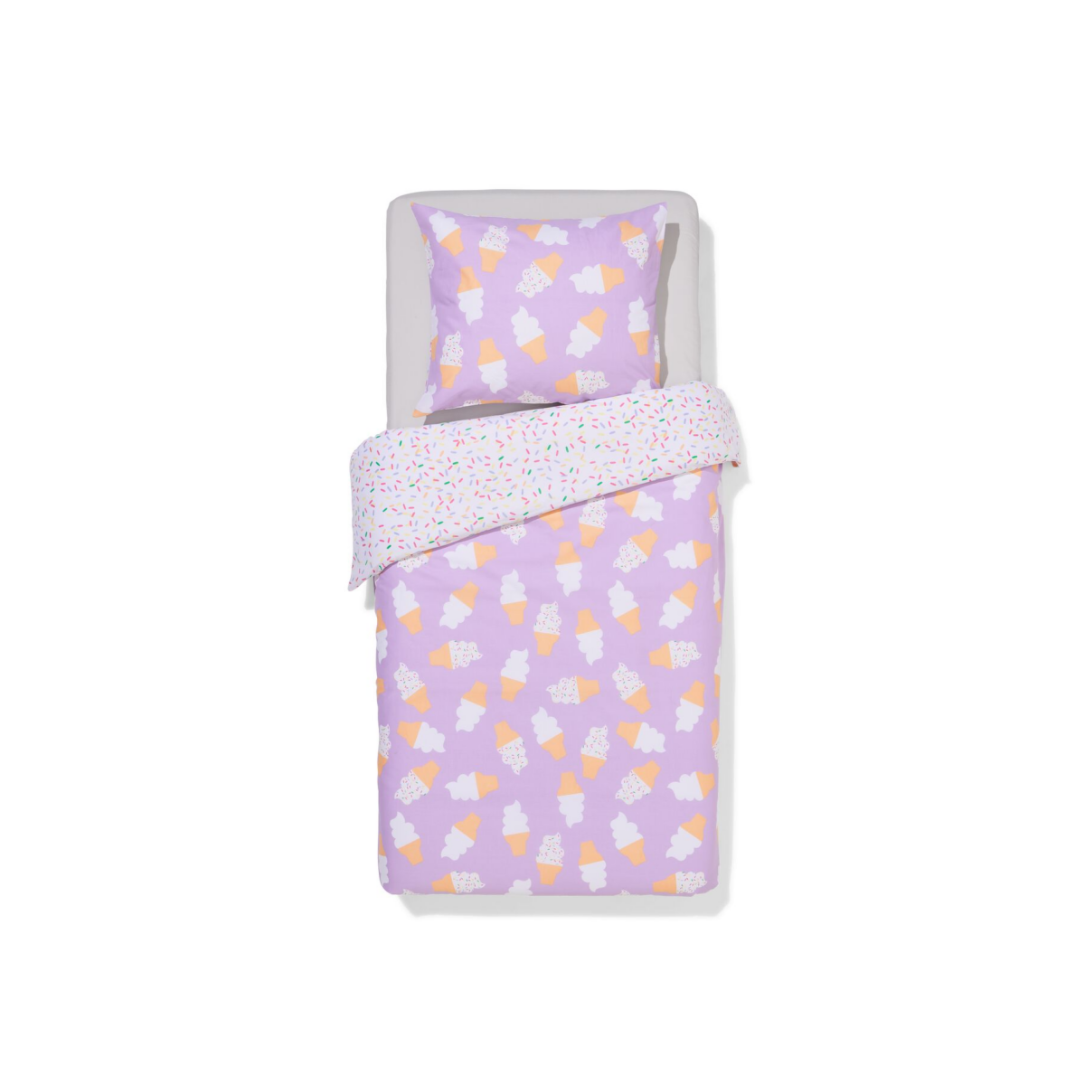 HEMA HEMA Kinderdekbedovertrek 140x200cm Zacht Katoen Ijsjes (lila)