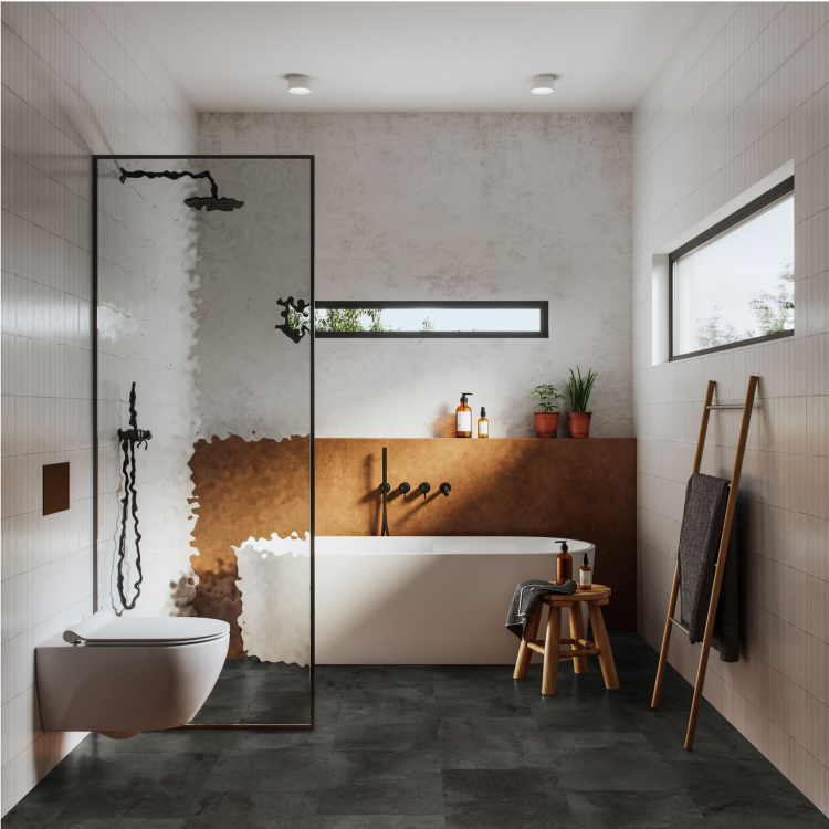 Dalle rectangulaire de sol PVC effet pierre clipsable shale black Gerflor - 72.87 cm x 38.88 cm x 0.42 cm — vue 3