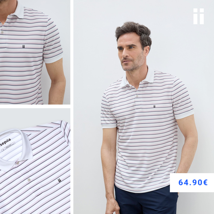 Polo rib rayas rosa manga corta hombre