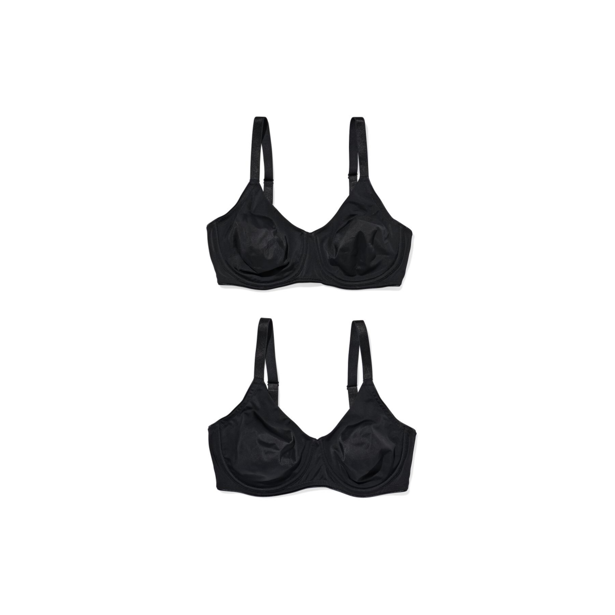 HEMA Niet voorgevormde bh met beugel E-F - 2 stuks zwart (zwart)