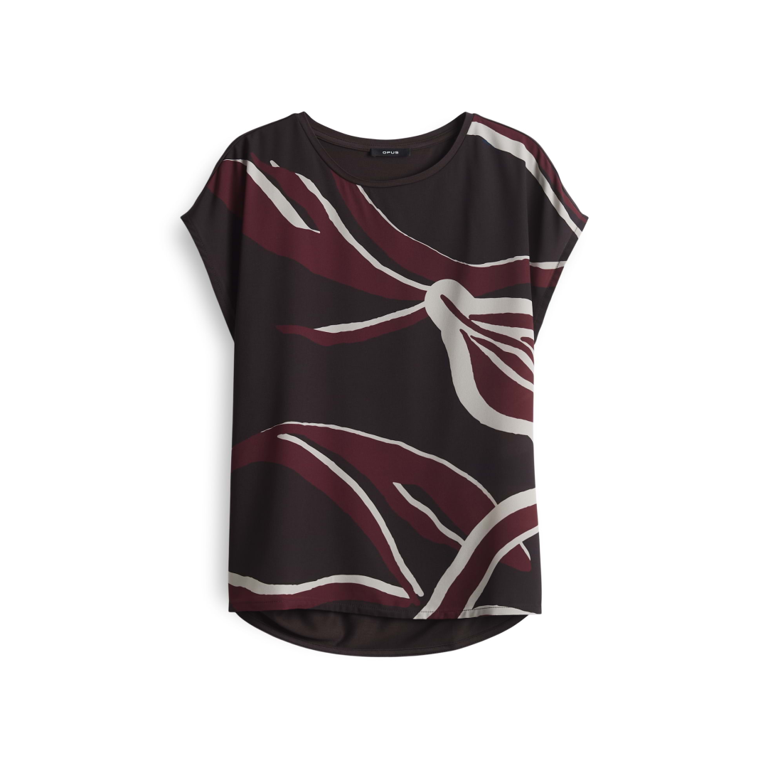Opus - Damen T-Shirt - midnight brown - Größe: 38 - bei Tara-M