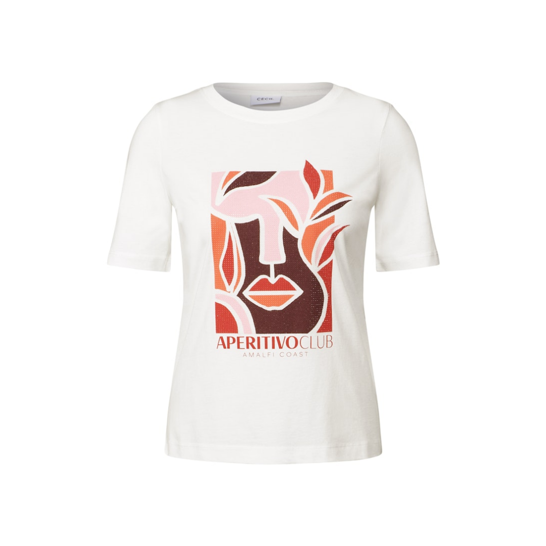 cecil T-Shirt Grafik Print Vanilla White