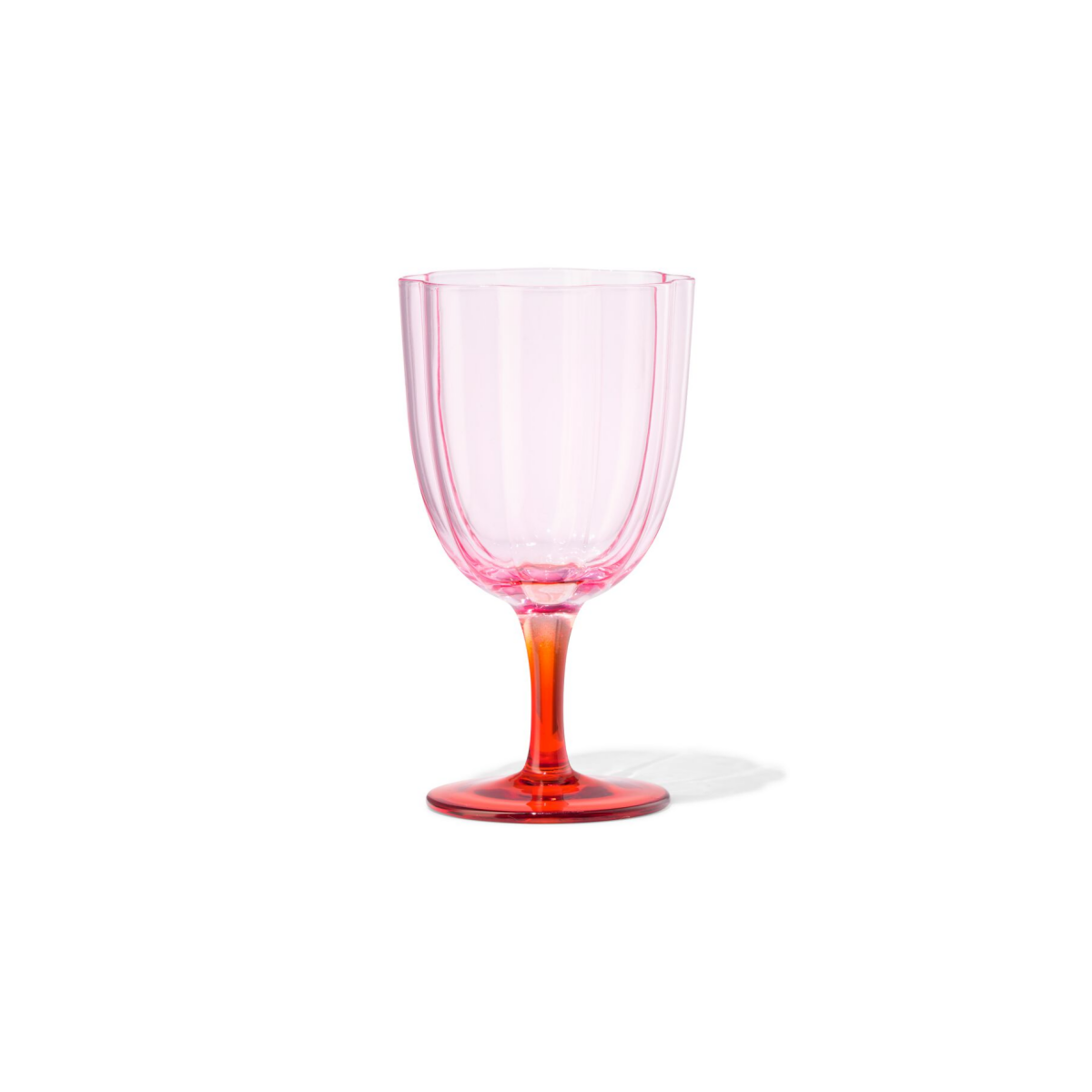 HEMA HEMA Wijnglas 190ml Bloemvorm Roze