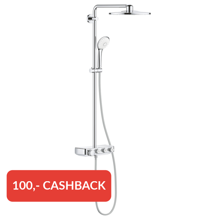 Grohe Euphoria SmartControl 310 regendoucheset met 5 straalsoorten en thermostaatkraan Ø31cm moon white