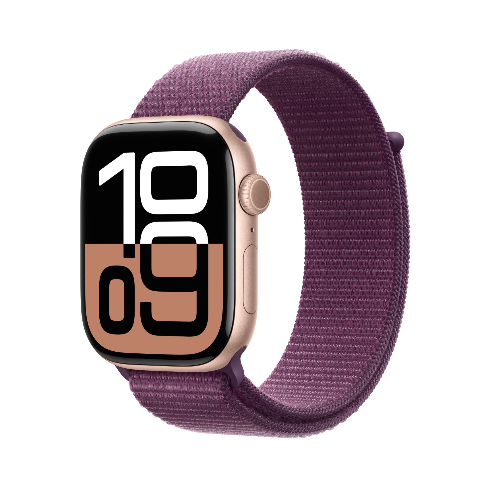 Apple Watch Series 10 GPS + Cellular 46mm Aluminium rosegold mit Sport Loop Pflaume, mwy83qf/a