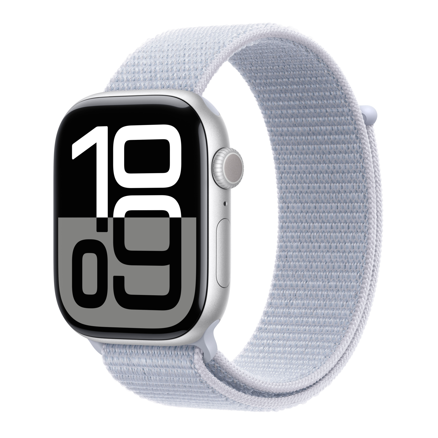 Apple Watch Series 10 GPS + Cellular 46mm Aluminium silber mit Sport Loop Blaue Wolke, mwy23qf/a